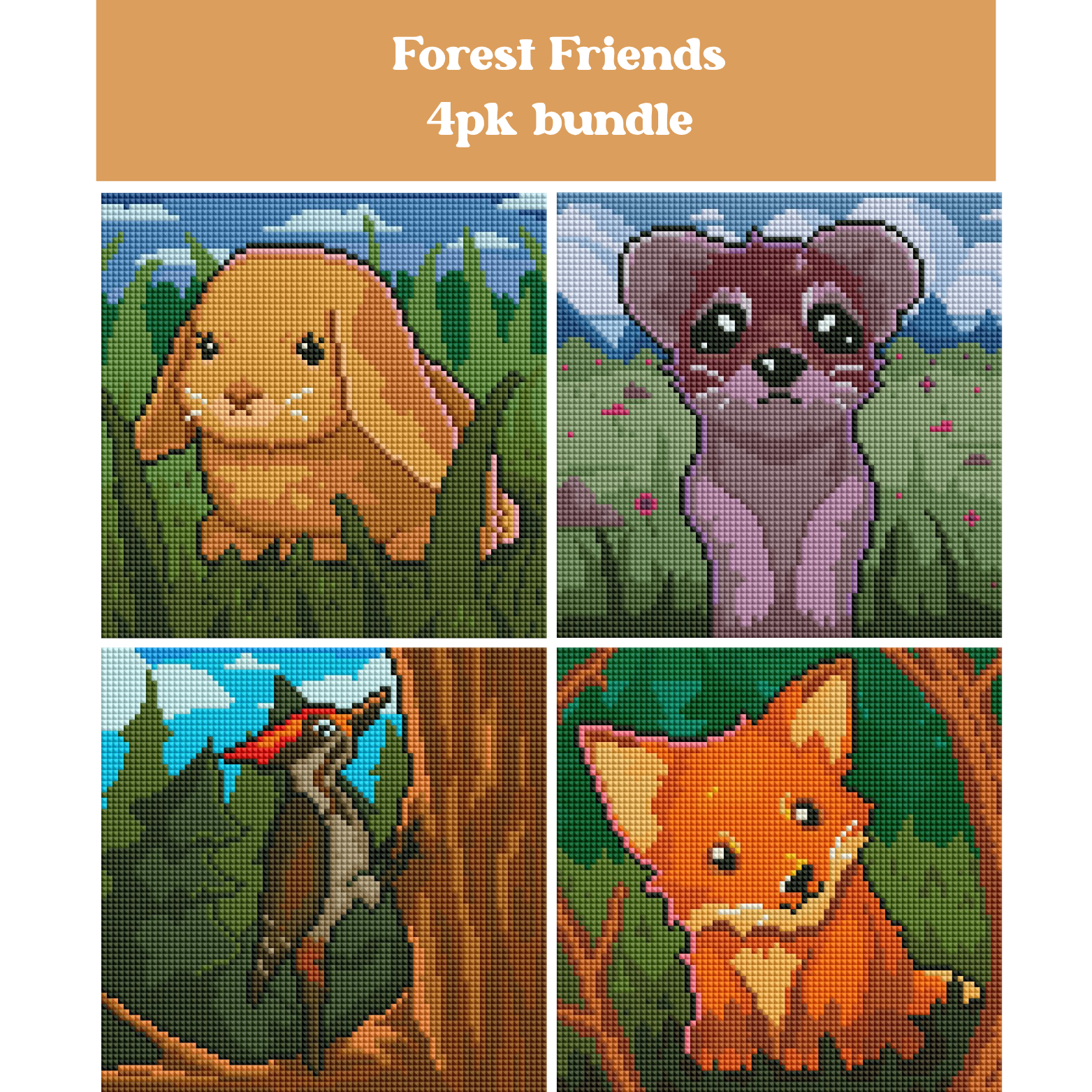 Forest Friends 4pk 20x20cm Square Bundle – Pressed + Placed