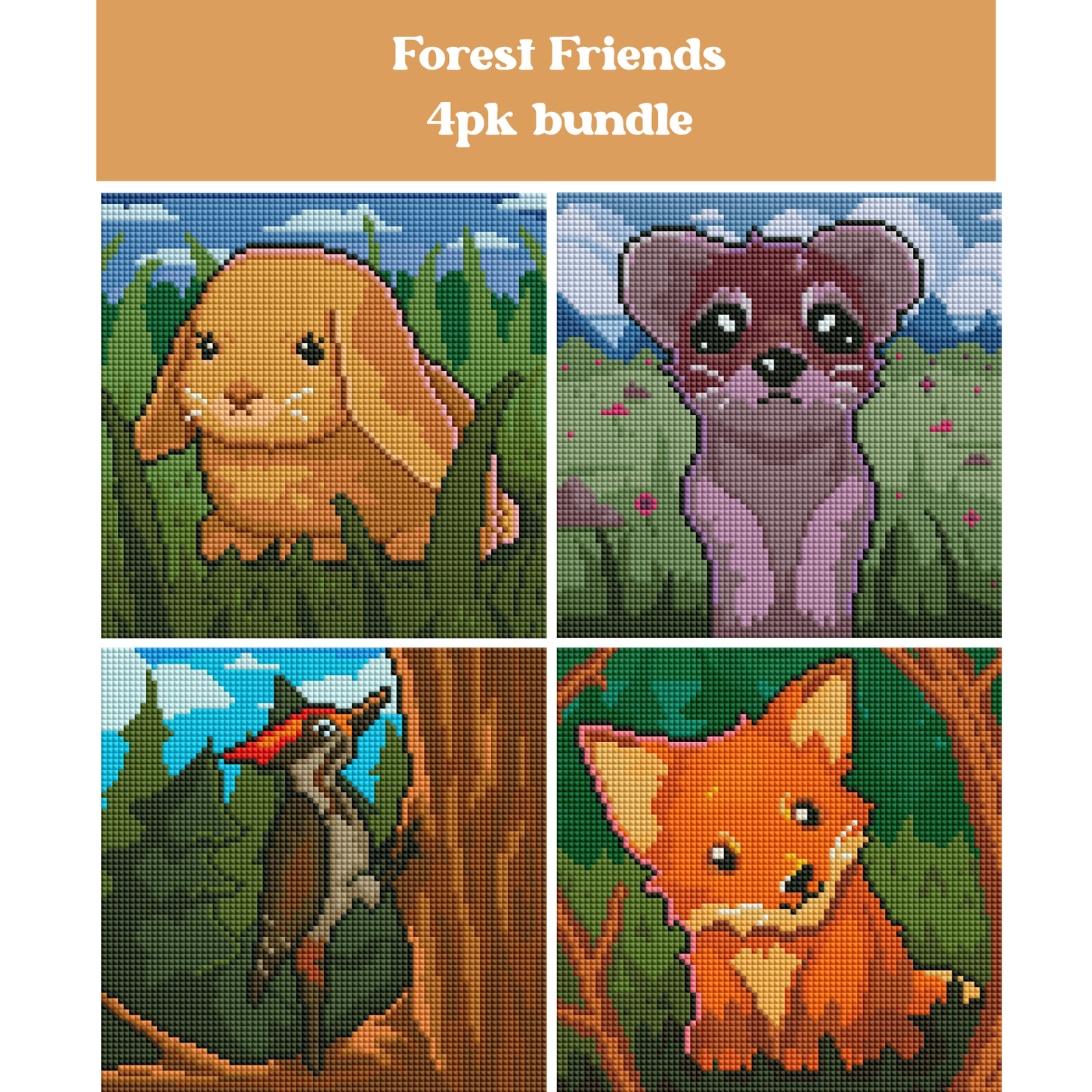 Forest Friends 4pk 20x20cm Square Bundle