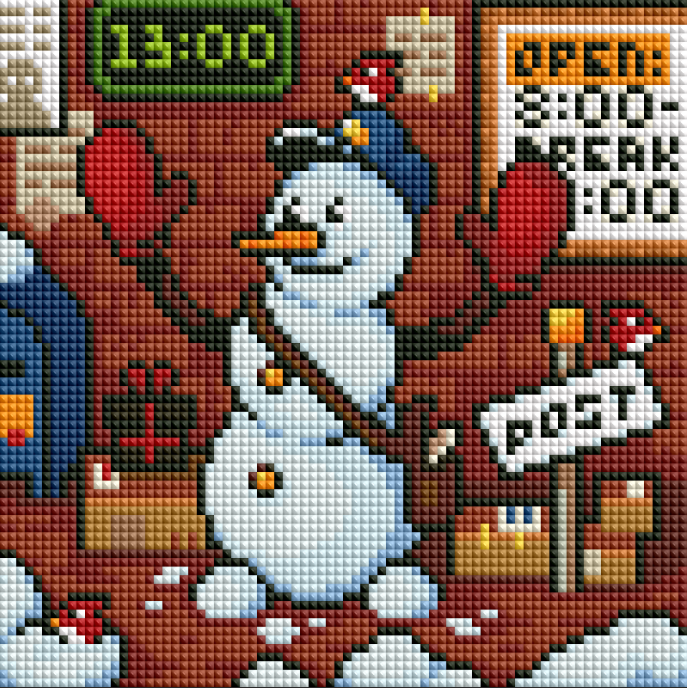 Snowman's Christmas Post Hand Rendered