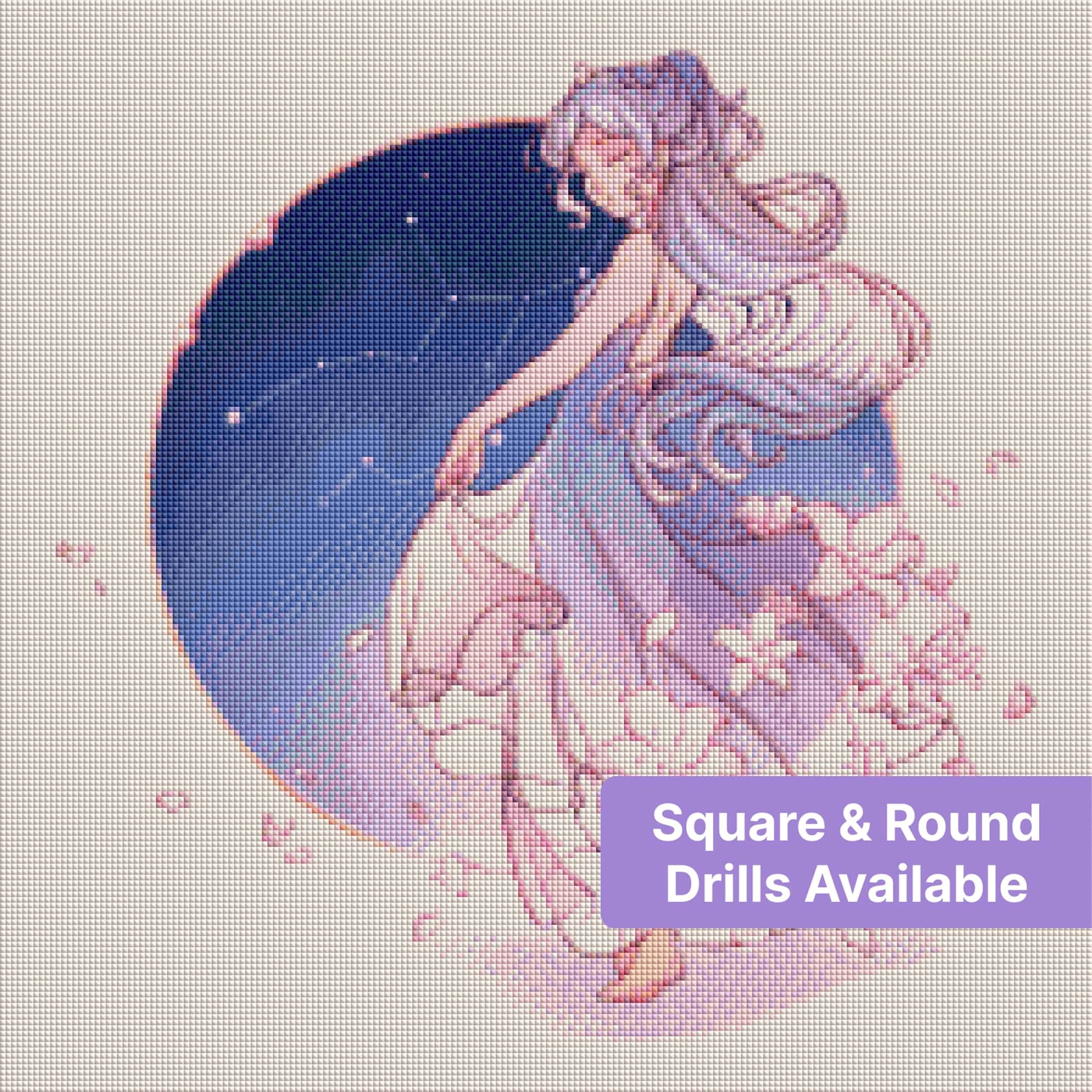 Elegant silver-haired girl with stars, flowers, and flowing dress in fantasy style