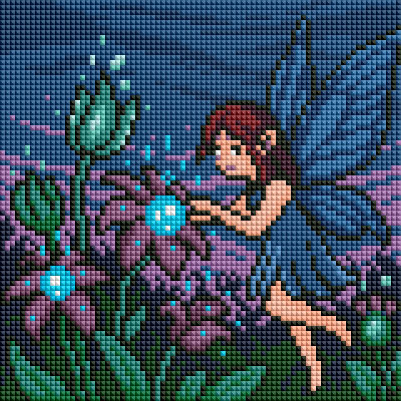 Four fairy-themed diamond painting scenes with woodland, music, and garden fantasy designs