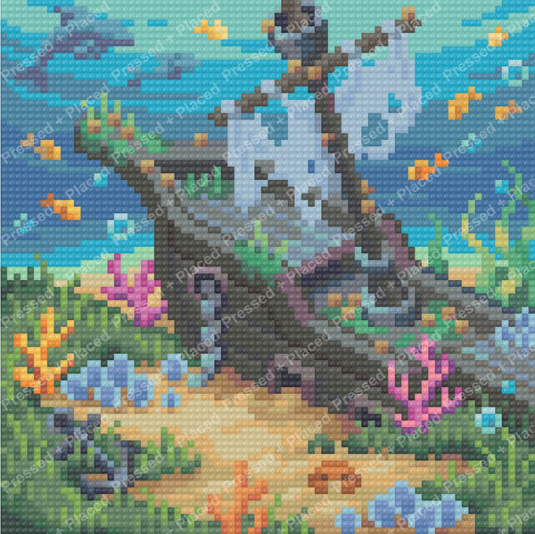 Mermaid swimming among colorful coral and fish in a fantasy underwater scene