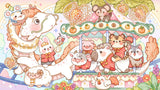 Cute kawaii animal carousel with pastel fantasy characters and heart details