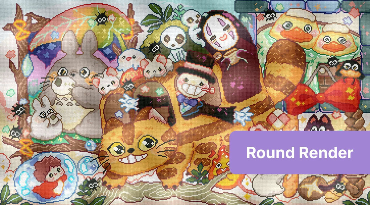 Cute kawaii animals in fantasy costumes with pastel colors and whimsical details