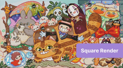 Cute kawaii animals in fantasy costumes with pastel colors and whimsical details