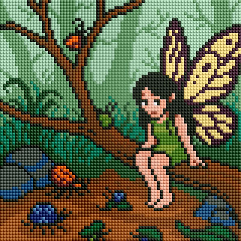 Four fairy-themed diamond painting scenes with woodland, music, and garden fantasy designs