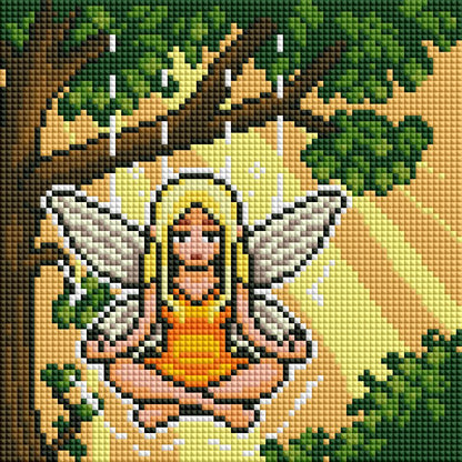 Four fairy-themed diamond painting scenes with woodland, music, and garden fantasy designs