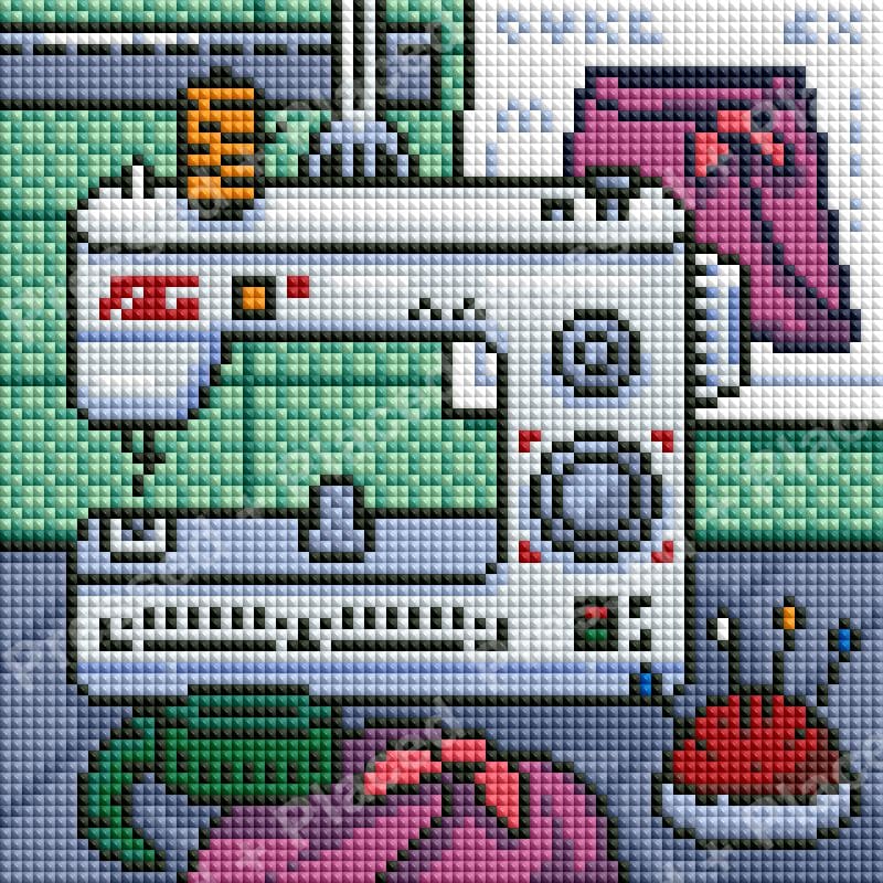 Pixel-style arcade claw machine in colorful retro gaming design